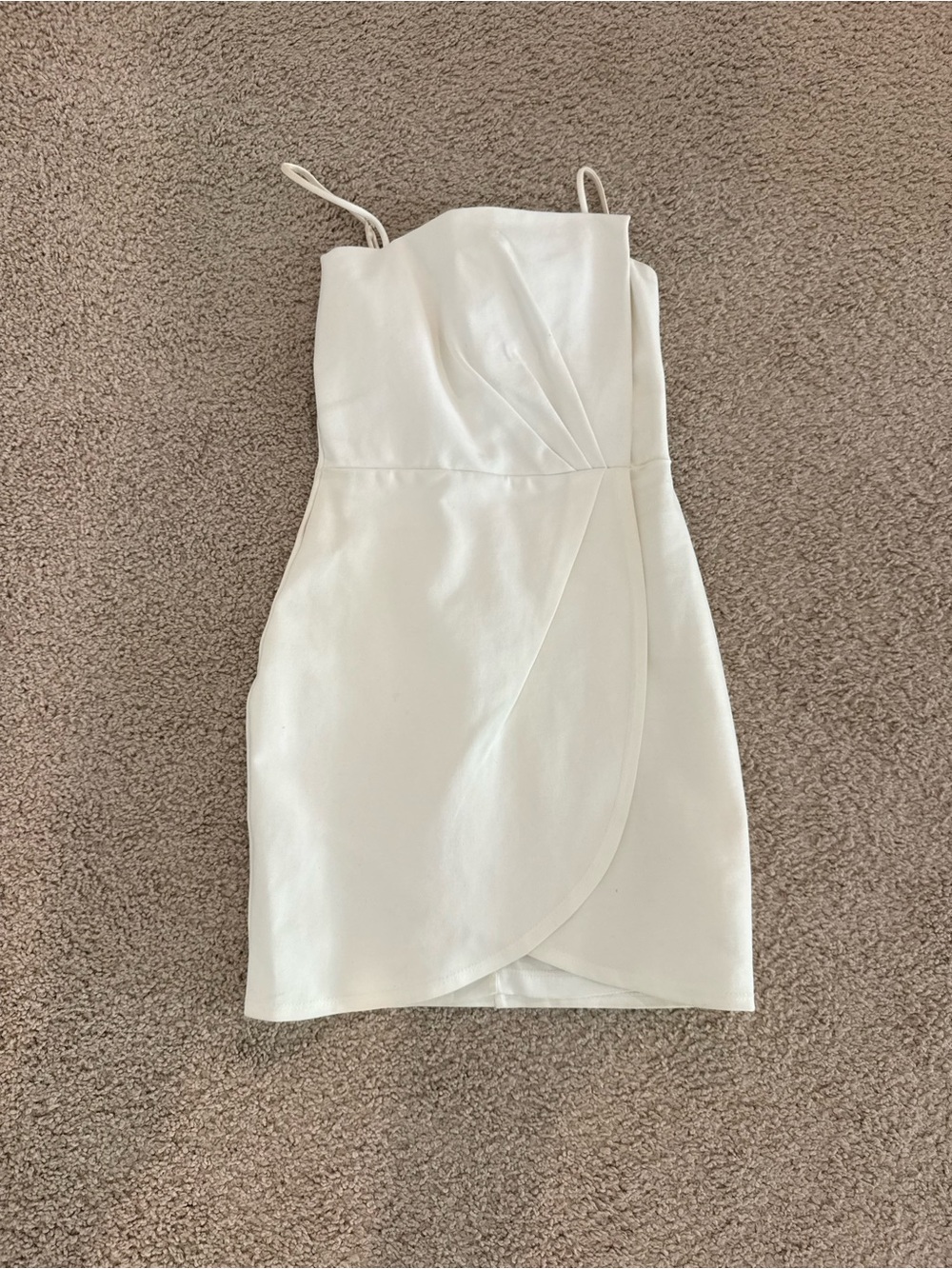 White Spaghetti Strap Wrap-Front Mini Dress